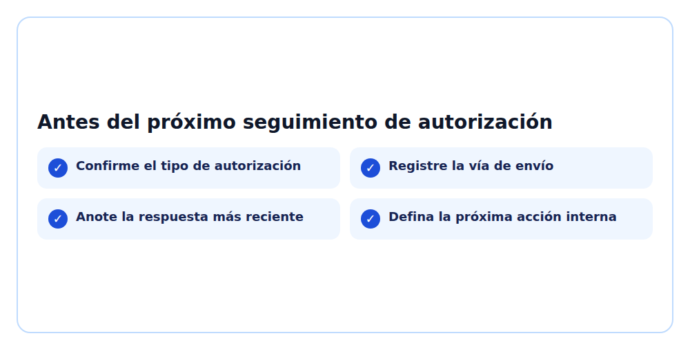 Lista operativa que resume los pasos de preparación del artículo en español.