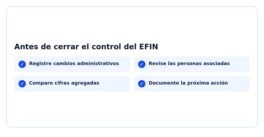 Lista operativa que resume los pasos de preparación del artículo en español.